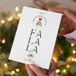 Elégant Fa La La Christmas Photo Personnalisée<br><div class="desc">Elégant Fa La La Christmas Photo Personnalisée Nom de famille Modern Christmas Cards présente le texte "Christmas Wives Fa La" dans élégante typographie de script moderne. Ajoutez votre photo préférée au verso. Parfait pour Noël à envoyer à des amis et à la famille. CONSEIL PHOTO : centrez vos photos avant...</div>