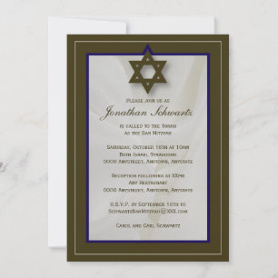 Élégant Fabric Bar Mitzvah Invitation en Brown