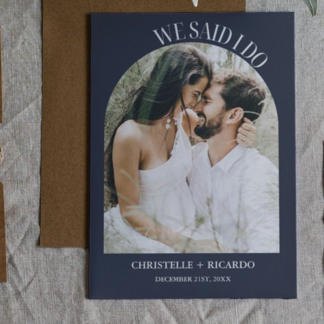 Elégant faire-part Arch Navy Blue Elopement (Créateur téléchargé)