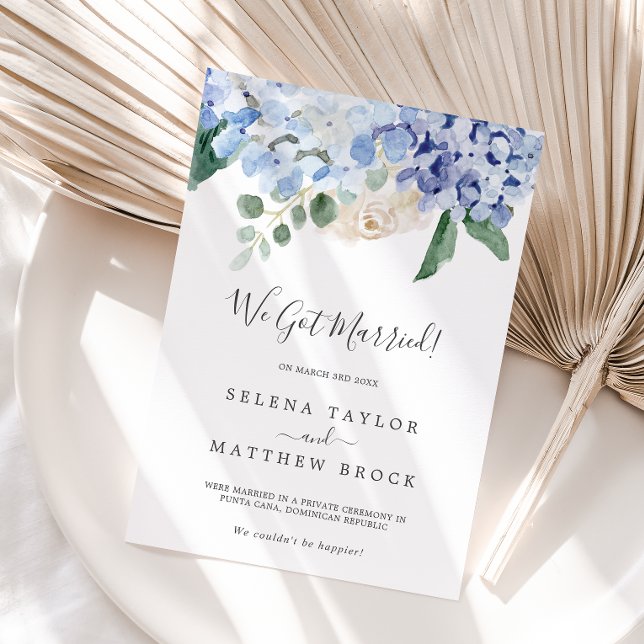 Élégant Faire-part Blue Hydrangea Elopement (Créateur téléchargé)
