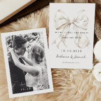 Élégant faire-part de date de mariage avec nœud bl