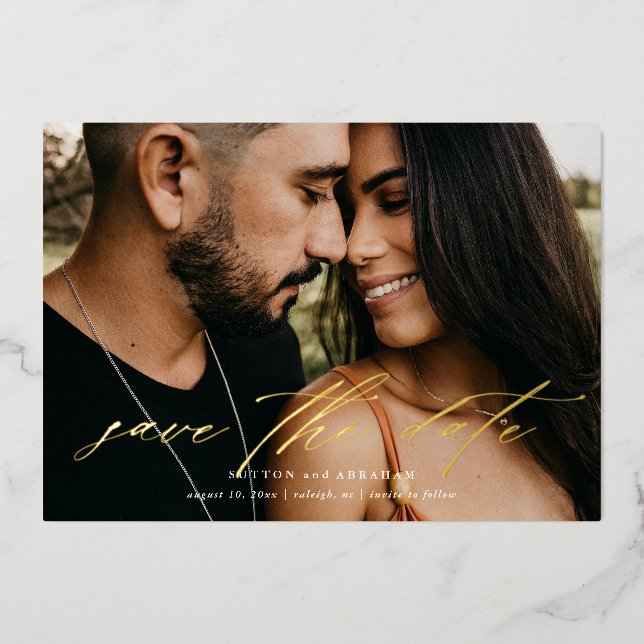Élégant Faire-Part de Date de Mariage en Calligrap (Recto)