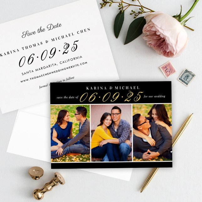Élégant Faire-Part de Date de Mariage en Or Noir (Créateur téléchargé)
