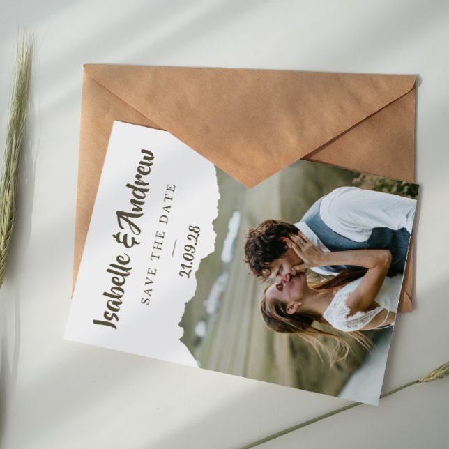 Élégant faire-part de date de mariage vert sauge (Créateur téléchargé)
