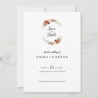 Élégant faire-part de date de sauvegarde avec rose