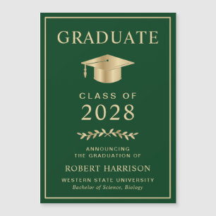 Élégant Faire-part de graduation en or vert