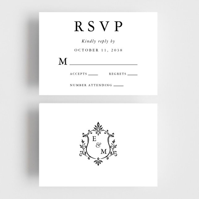 Élégant faire-part de mariage à blason monogramme (Créateur téléchargé)