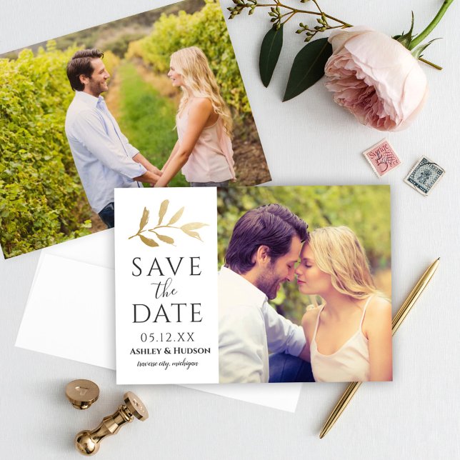Élégant Faire-Part de Mariage à Deux Photos avec F (Créateur téléchargé)