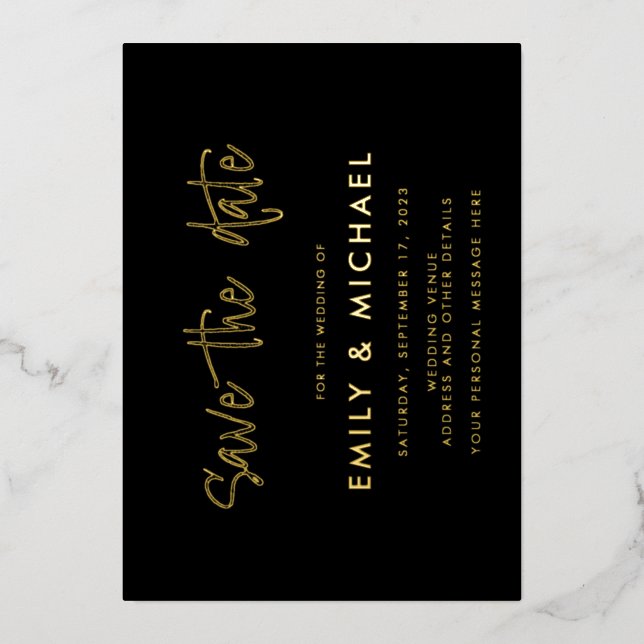 Élégant Faire-Part de Mariage à Feuille d'Or (Recto)