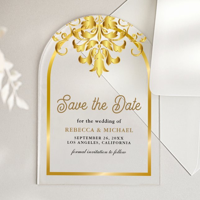 Élégant Faire-Part de Mariage à l'Arche en Doré Da (Créateur téléchargé)