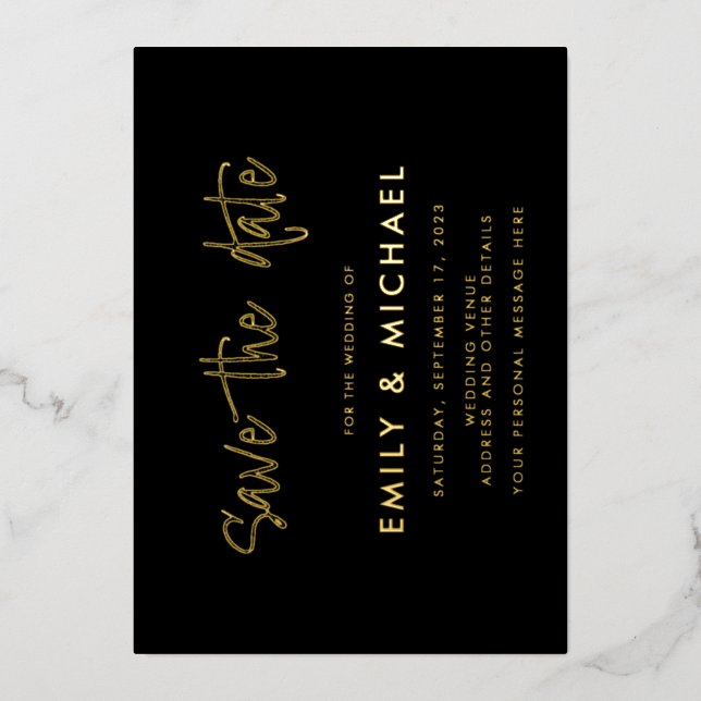 Élégant Faire-Part de Mariage à l'Or Foil (Recto)