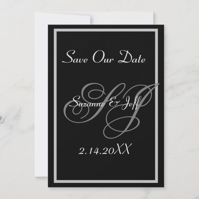 Élégant Faire-Part de Mariage à Monogramme  (Devant)