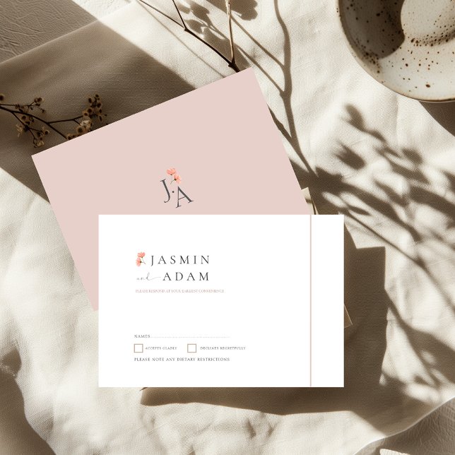 Élégant faire-part de mariage à monogramme floral  (Elegant Blush Floral Wedding Stationery Suite)