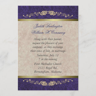 Élégant Faire-part de mariage beige et violet
