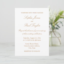 Elégant Faire-part de mariage blanc doré