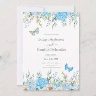 Elégant Faire-part de mariage Blue Hydrangea