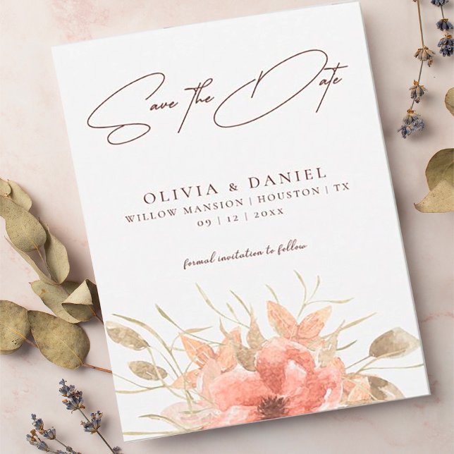 Élégant Faire-Part de Mariage Bohème Rose Aquarell (Créateur téléchargé)