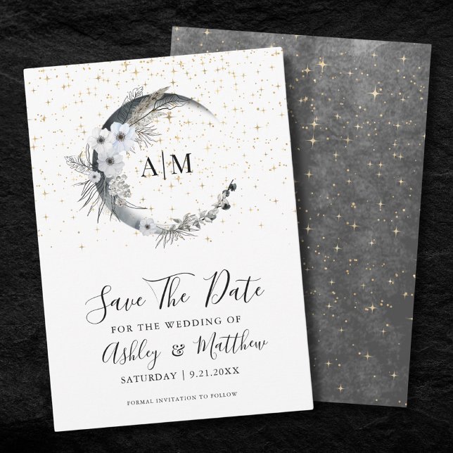 Élégant Faire-Part de Mariage Céleste de Sauvegard (Elegant Celestial Wedding Save The Date Invitation)