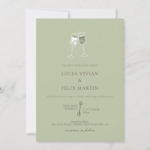 Elégant Faire-part de mariage Champagne Vert Mint