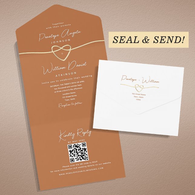 Élégant Faire-Part de Mariage Code QR Orange (Créateur téléchargé)