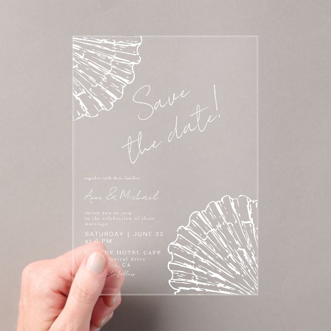 Élégant Faire-Part de Mariage Coquille Saint-Jacqu (In situ (ordinateur de poche))