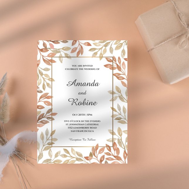 Elégant Faire-part de mariage d'aquarelle d'automn (Créateur téléchargé)