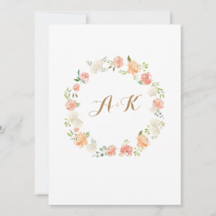 Elégant faire-part de mariage d'aquarelle fleur pê