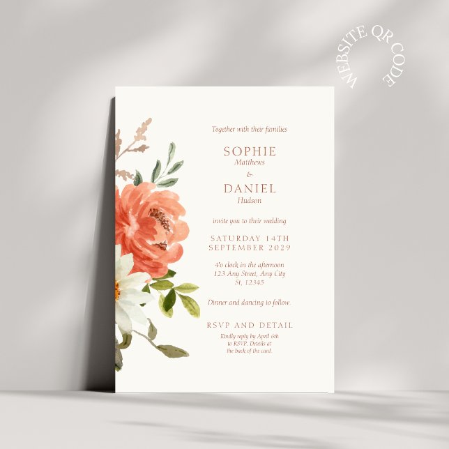 Elégant Faire-part de mariage d'aquarelle florale (Créateur téléchargé)