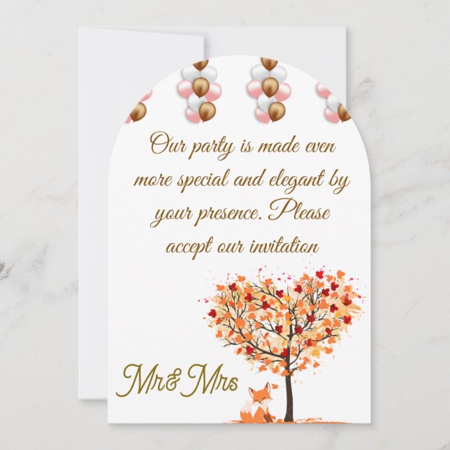 Élégant Faire-part de mariage d'automne avec arbre (Devant)