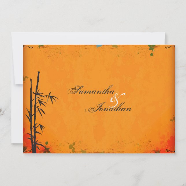 Élégant Faire-part de mariage de bambou d'Asie Vin (Devant)