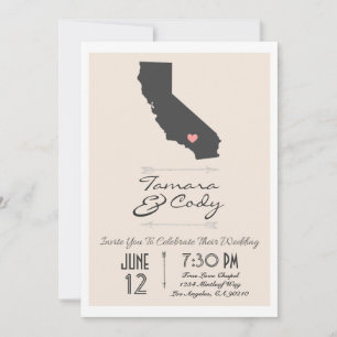 Élégant Faire-part de mariage de Californie beige