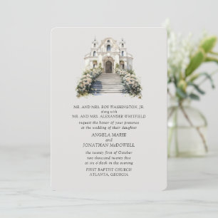 Élégant Faire-part de mariage de chapelle Rose