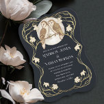 Élégant Faire-part de mariage de Chouettes Art Nou<br><div class="desc">Design mariage de style Art Nouveau élégant et moderne avec des chouettes de grange. Le papier sur cet article n'est PAS du papier à papier. Objets correspondants dans notre boutique pour un thème de fête complet.</div>