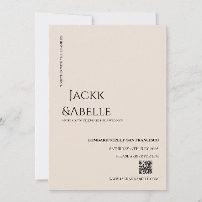 Élégant Faire-part de mariage de code QR (Devant)