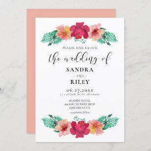 Elégant faire-part de mariage de design floral