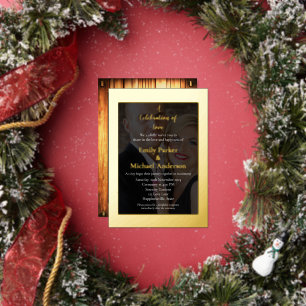 Élégant faire-part de mariage de feuille d'or