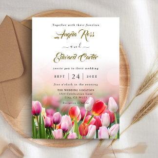 Élégant Faire-part de mariage de fleurs de tulipes