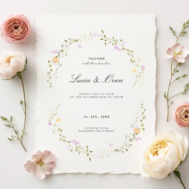 Élégant Faire-part de mariage de fleurs minimalist (Créateur téléchargé)