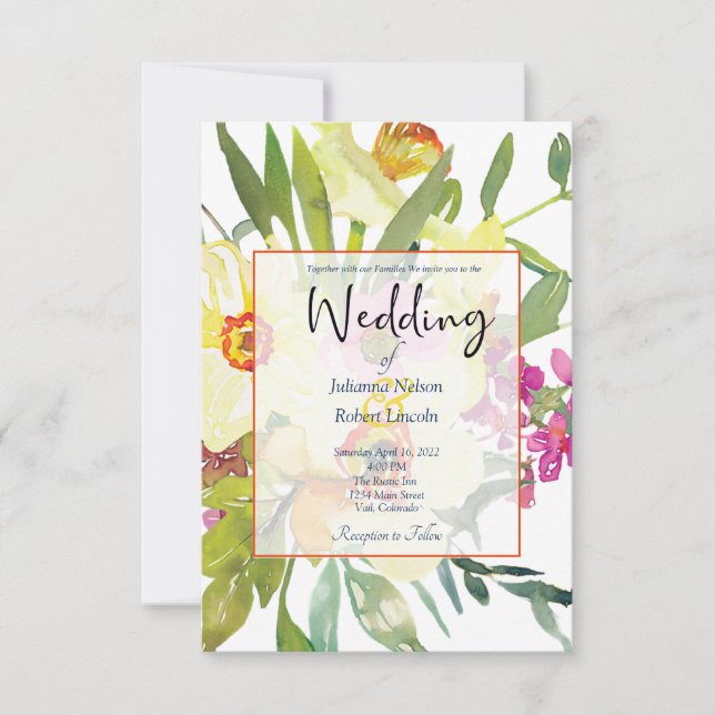 Élégant faire-part de mariage de jonquilles (Devant)