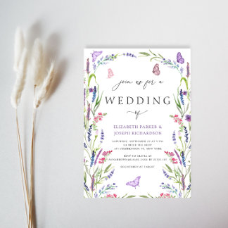 Élégant Faire-part de mariage de lavande florale