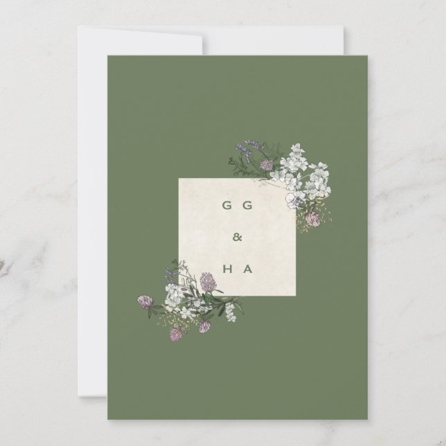 Élégant Faire-part de mariage de monogramme de tig (Devant)