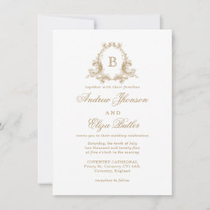 Élégant Faire-part de mariage de monographie or