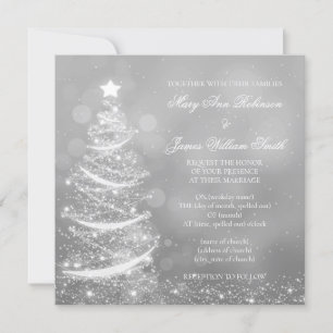 Élégant Faire-part de mariage de Noël Argent