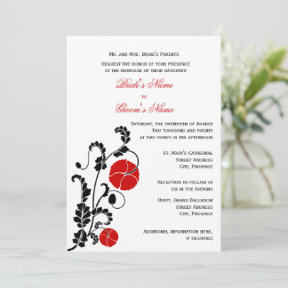 Élégant Faire-part de mariage de pavot rouge