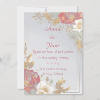 Élégant Faire-part de mariage de répétition floral