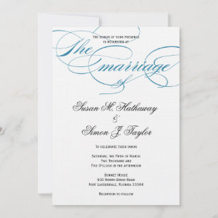 Élégant Faire-part de mariage de script - Bleu