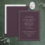 Élégant Faire-part de mariage de script classique<br><div class="desc">Une faire-part de mariage classique et élégante en prune violette, avec des scripts de calligraphie. Parfait pour la mariée moderne ayant une liaison formelle. Contacter le concepteur pour les produits correspondants. Merci tellement pour soutenir notre petite entreprise, nous l'apprécions vraiment! Nous sommes si heureux que vous aimiez ce design autant...</div>