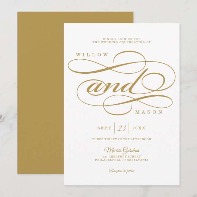 Élégant Faire-part de mariage de script de calligr (Devant / Derrière)