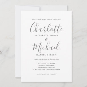 Élégant Faire-part de mariage de signature blanc g