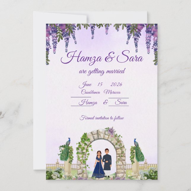 Élégant Faire-part de mariage de tableau de bord | (Devant)